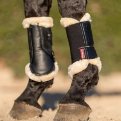 LeMieux Fleece Edge Mesh Brushing Boots Black